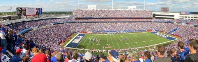 panoramic photo of the Buffalo Bills stadium. 