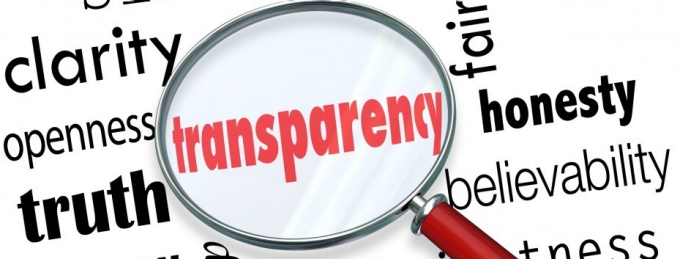 the word Transparency under a microscope. 