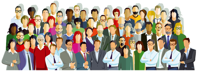 an illustration of several diverse people. 