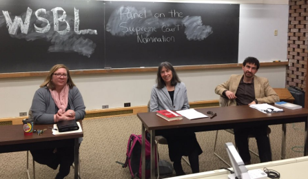 Lecturer Bernadette Gargano, Professor Martha McCluskey and Associate Professor Anthony O’Rourke. 