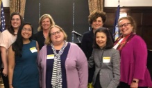 The School of Law was well represented at the 7th Annual Access to Justice Conference at Pace University. From left: Pro Bono Scholar Bethany Cereo ‘18; Pro Bono Scholar Senovia Cuevas ‘18; Pro Bono Coordinator Gayle Murphy ‘86, Volunteer Lawyers Project; Vice Dean for Social Justice Initiatives Melinda Saran ’86, UB Law; Lauren Kanfer, Statewide Counsel and Helaine Barnett, Chair, Permanent Commission on Access to Justice; and Vice Dean for Experiential Education Kim Diana Connolly, UB Law. 