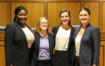 Nov. 3 – The winners of our 2018 Charles S. Desmond Moot Court Competition were Destiny M. Johnson '20 and Chloe J. Nowak '20. Runners up were Meghan Carrig '20 and Hannah M. Rauh '20. Best Brief went to Julia A. O'Sullivan '20 and Samantha R. Rubino '20; Johnson received Best Oral Advocate; Rauh received the George Kannar Award. 