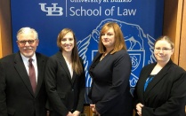 Nov. 2-3 - Our team of Kristen R. Spulecki '19, Vicki M. Bell '19 and Emily G. Sauers '19 received Best Brief at the Judith S. Kaye Arbitration Competition in New York City. Photographed with their coach Randolph C. Oppenheimer, other coach was Lisa Bauer (not photographed). 