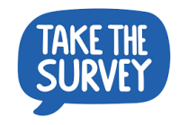 illustration of a blue bubble with text that says Take the Survey. 