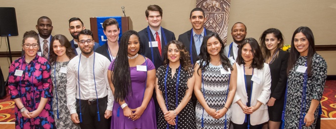 group of students participating in our annual Students of Color Dinner. 