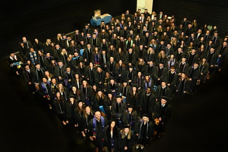 photo of law students attending UB's 2020 Commencement Celebration. 