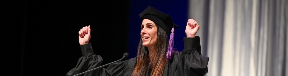 student graduating on stage. 