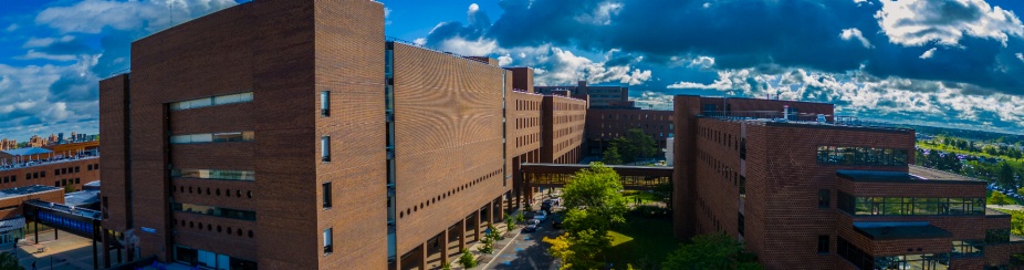 Aerial view of O'Brian Hall. 