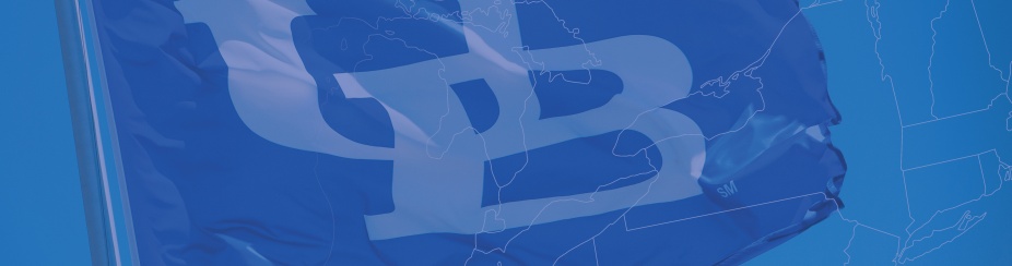 UB flag with map of the northeastern United States.