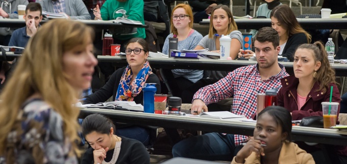 law students attending a class. 