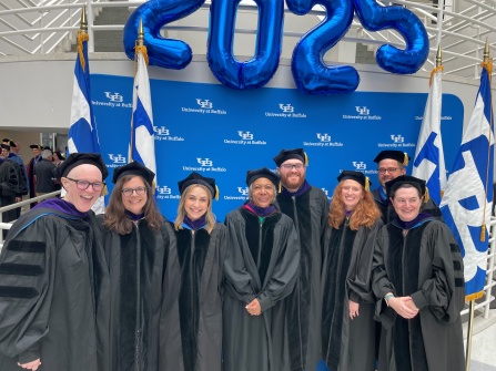 Zoom image: Members of the LAWR team at the 2025 UB Law Commencement Ceremony.&nbsp; 