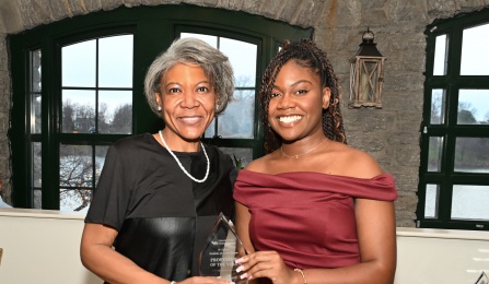 Left to Right: Professor of the Year Awardee, Prof. Pamela Newell, LAWR and Khalia Muir '26, BLSA Parliamentarian.