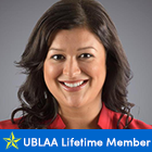 Andrea K. DiLuglio ’15 with text that says UBLAA Lifetime Member. 