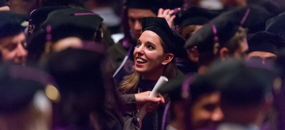 photo of graduates during their commencement ceremony. 