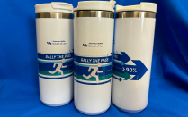 image of a water bottle that says "Rally the Pass". 