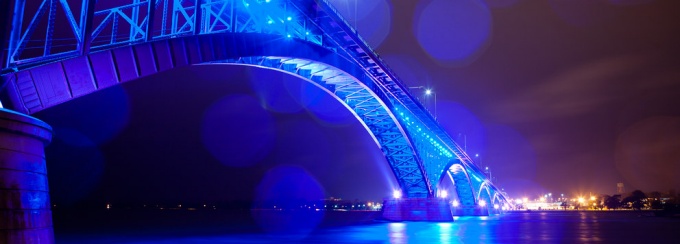 bridge spanning over a river. 