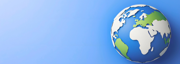 Globe on blue background. 