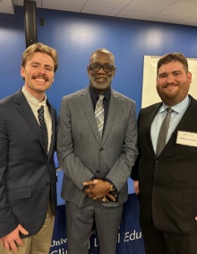 Jerome Wright with student attorneys Ned '26 and Will Hecht '25. 
