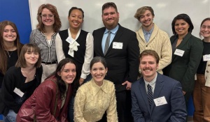 Student attorneys of the 2025 Criminal Justice Advocacy Clinic with clinic director, Alexandra Harrington, and staff attorney, Annabel Mannion. 