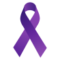 A purple ribbon, symbol for domestic violence awareness. 