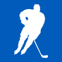 White hockey player on blue background. 