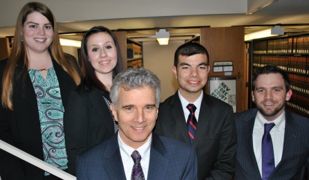 Erica Pandolfo ’16, Kelly Barrett ‘15; Coach, Steven Sugarman; Andrew DeMasters ’16, and Sean Balkin ‘15. 