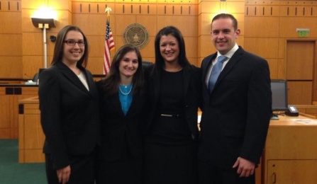 Jaclyn F. Silver ’15, Rachael M. Pelletter ’15, Andrea K. DiLuglio ’15, and Douglas A. Edwards ’16. 