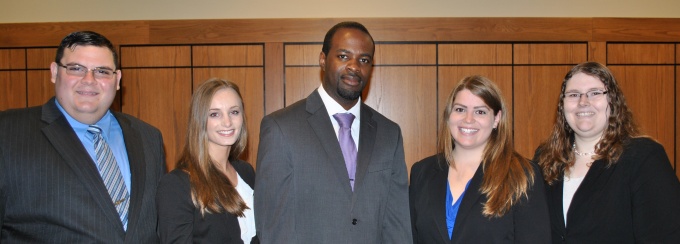 Robert Connor '16, Colleen Moonan '17, Phillip Pierre '17, Erica Pandolfo '16, Megan Hartl '16. 