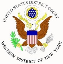 Eagle in center with text circling it that says "United States District Court Western District of New York.". 