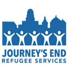 Logo that says Journey's End Refugee Services.