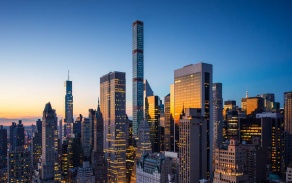 Midtown Manhattan skyline at dusk, highlighting New York City's business and legal district.
