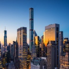 New York City skyline at night. 