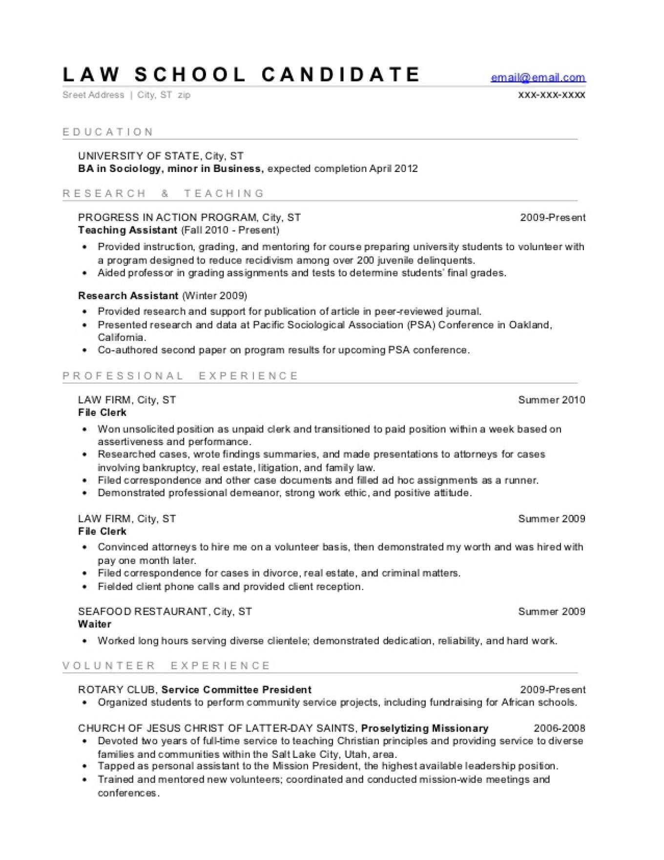 5 Law School Resume Templates Prepping Your Resume for Law School