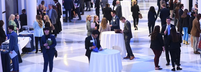 Students participating in UB Law's Career Fair. 