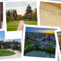 Polaroid collage of college campuses. 