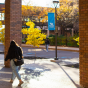 Students walking on UB's campus. 