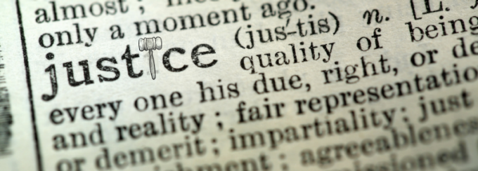 Newspaper defining justice. 