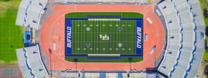 Aerial photo of the University at Buffalo football stadium. 