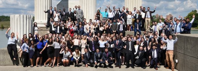 Group shot of the UB School of Law JD Class of 2019 taken during their orientation in August 2016. 