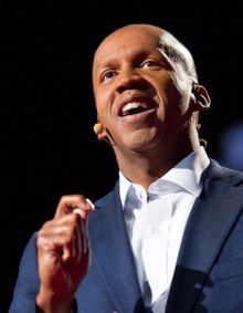 Image of Bryan Stevenson spaking at a TED Talk. 