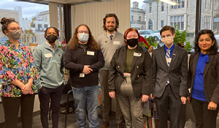 Left to right: Paige Iovine-Wong (BestSelf), David Sell (NLS), Sean Brosius (BestSelf), Michael Reiser (NLS), Kirstin Sherman ’23 (UB Law student attorney), Daniel Kahl ’24 (UB Law student attorney), and Aparna Balakrishnan (NLS). 