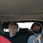 Image of Wayne Evans, Cameron Marsh, Keenan Englerth and Jonathan Khoury in a car. 