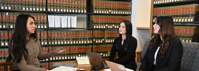 Students in the law library. 