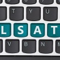 Keyboard with keys spelling out LSAT. 