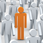 Orange figure highlighted among gray figures, symbolizing an applicant who stands out beyond traditional admissions metrics. 