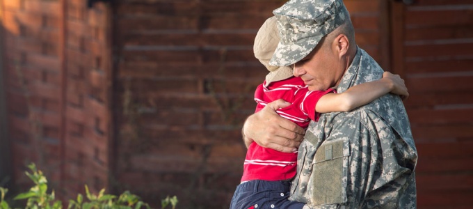 Veteran with child. 