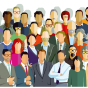 illustration of diverse people standing in a group. 