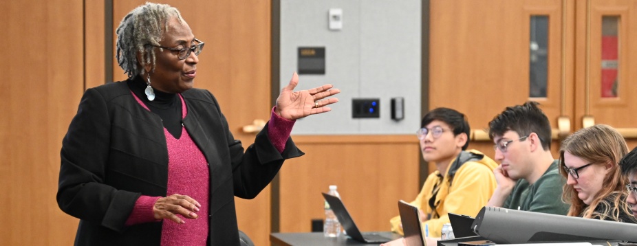 law faculty teaching a classroom of students. 