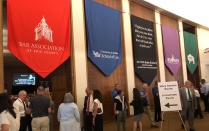 Zoom image: Colorful banners representing the evening's hosts decorated the venue's lobby. 