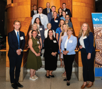 Zoom image: Chief Judge James E. Boasberg (back row, center) joined Dean S. Todd Brown, law school staff and members of the D.C. Law Alumni Chapter. 